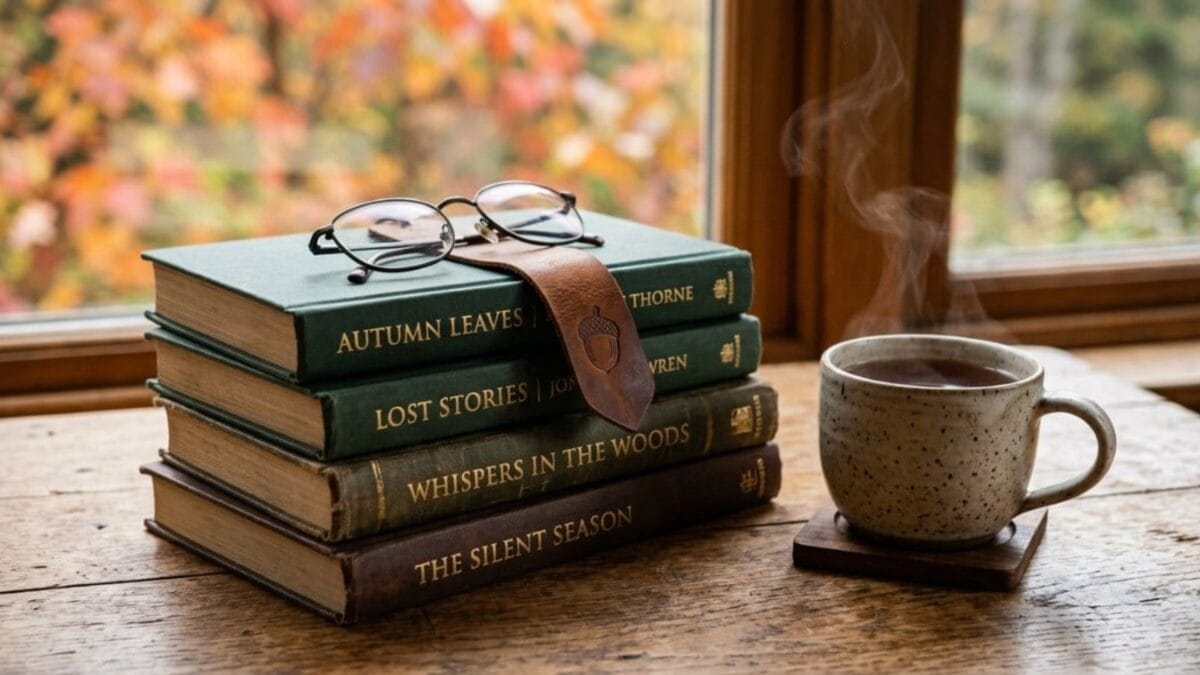 독서 습관을 상징하는 따뜻한 조명 아래 책과 커피잔