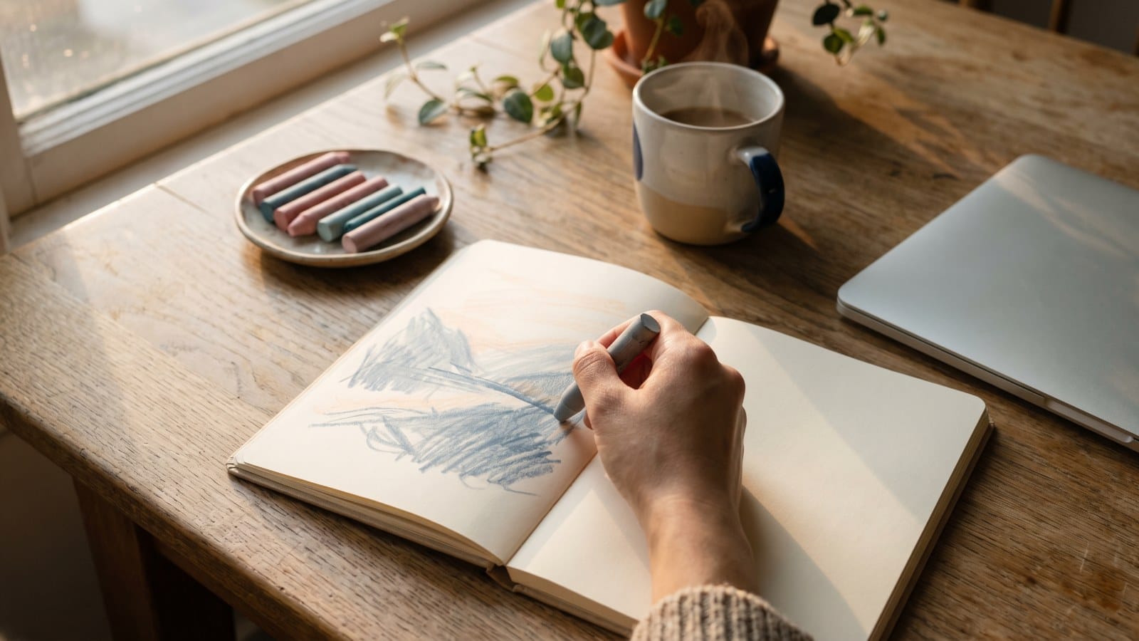 번아웃 미술치료를 위한 오늘의 감정 풍경 크레용 드로잉 저널