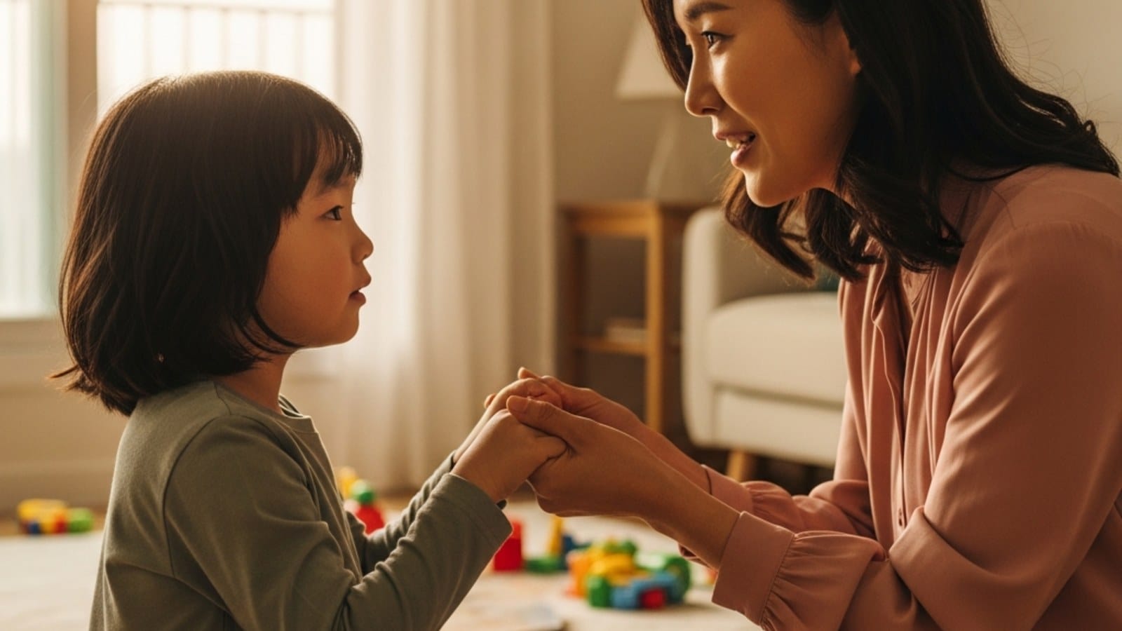 애착 유형이 다음 세대로 대물림되지 않도록 연결을 복구하는 엄마와 아이의 장면