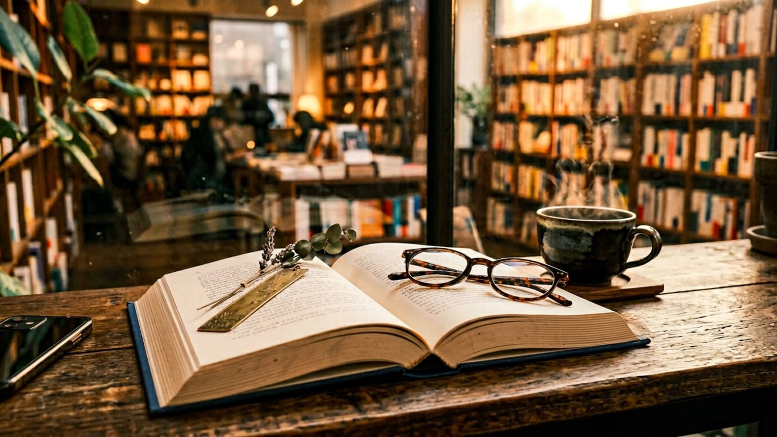 카페 창가에 펼쳐진 종이책과 식어가는 커피 — 숏폼 시대 다시 돌아온 깊이 읽기의 풍경