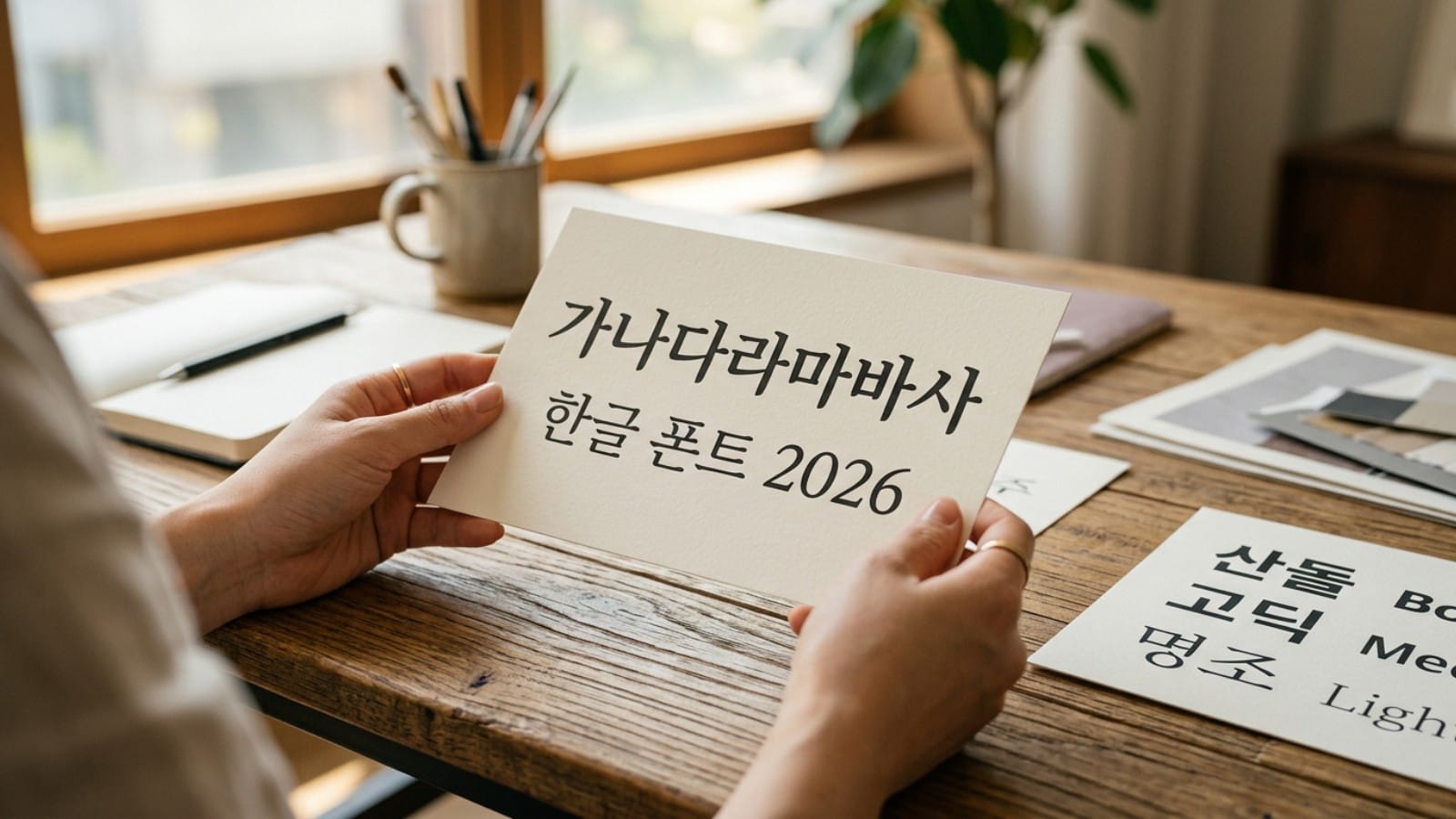 한글 폰트의 결을 의식적으로 다루는 디자이너의 손 — 다음 풍경의 시작