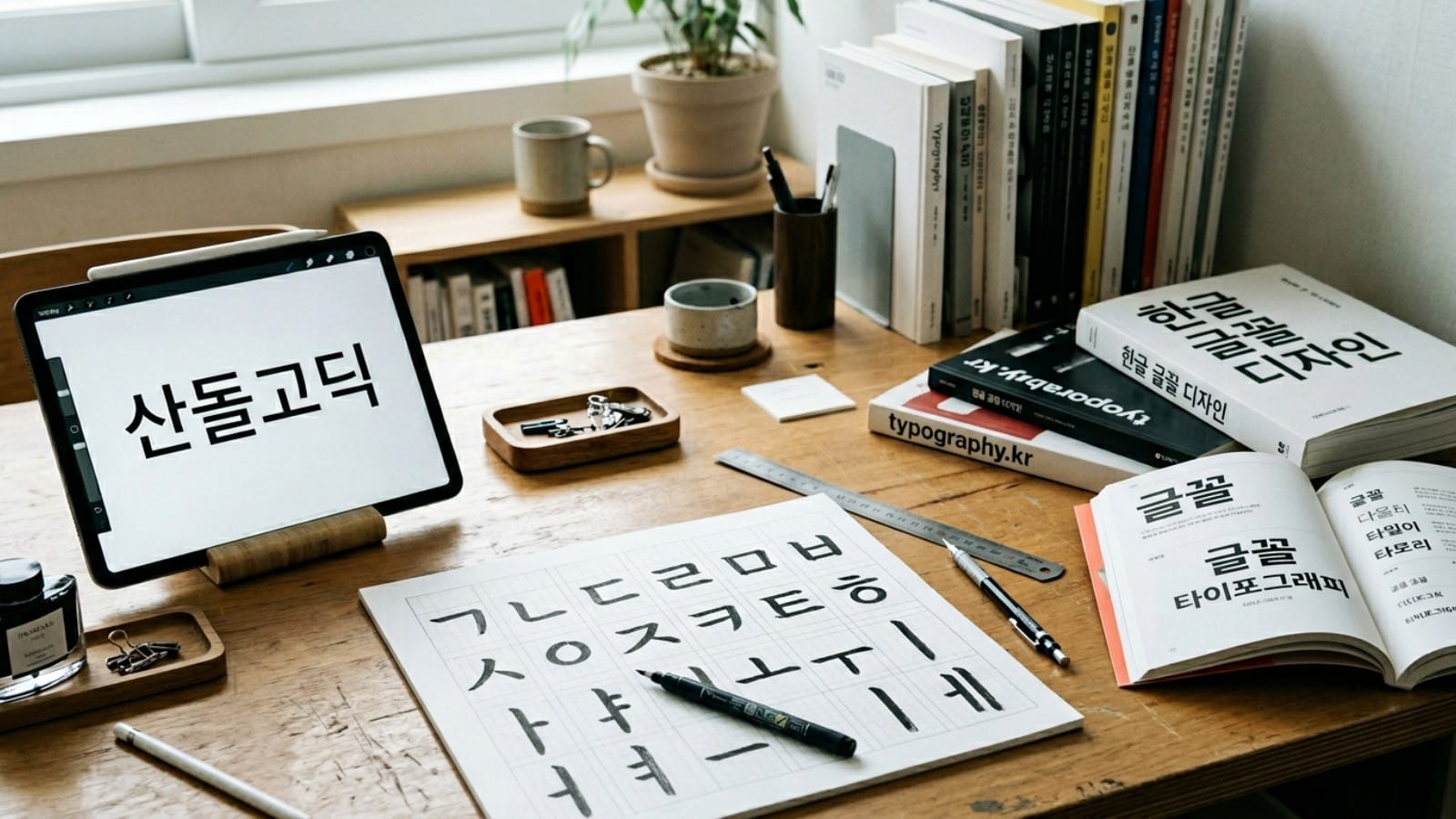 한글 자모 구조에서 영감을 받은 추상 타이포그래피 디자인