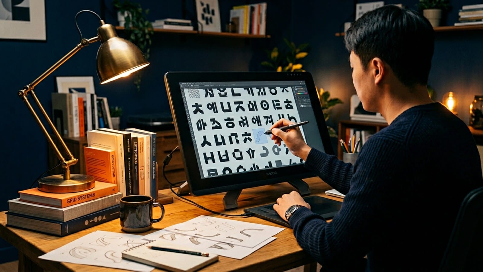 한글 폰트 디자이너의 작업 — 자모 곡선을 다듬는 정교한 손길