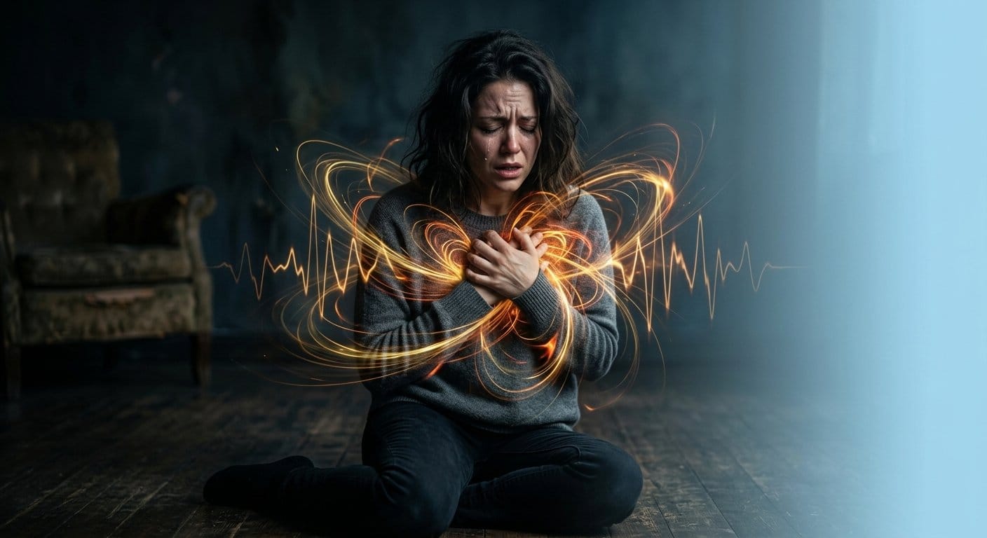 불안장애 공황발작 증상을 표현한 예술적 시각화 이미지
