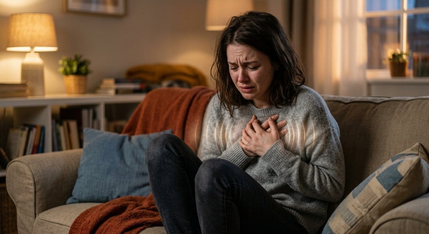 불안장애의 신체적 증상을 경험하는 사람의 모습