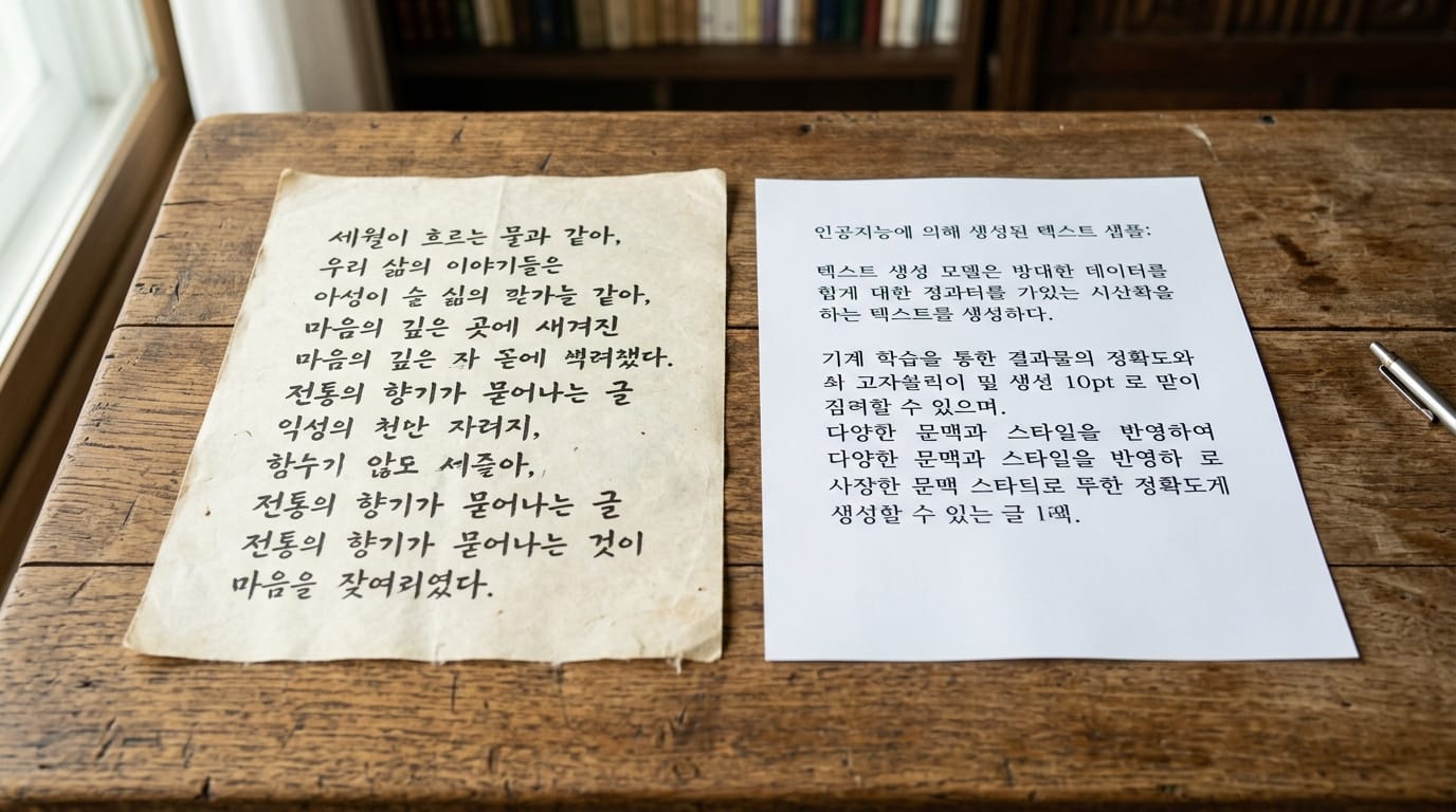 AI 창작 원고 비교 문체