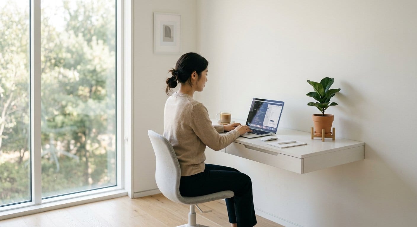 재택근무를 위한 깔끔한 미니멀 홈오피스 환경