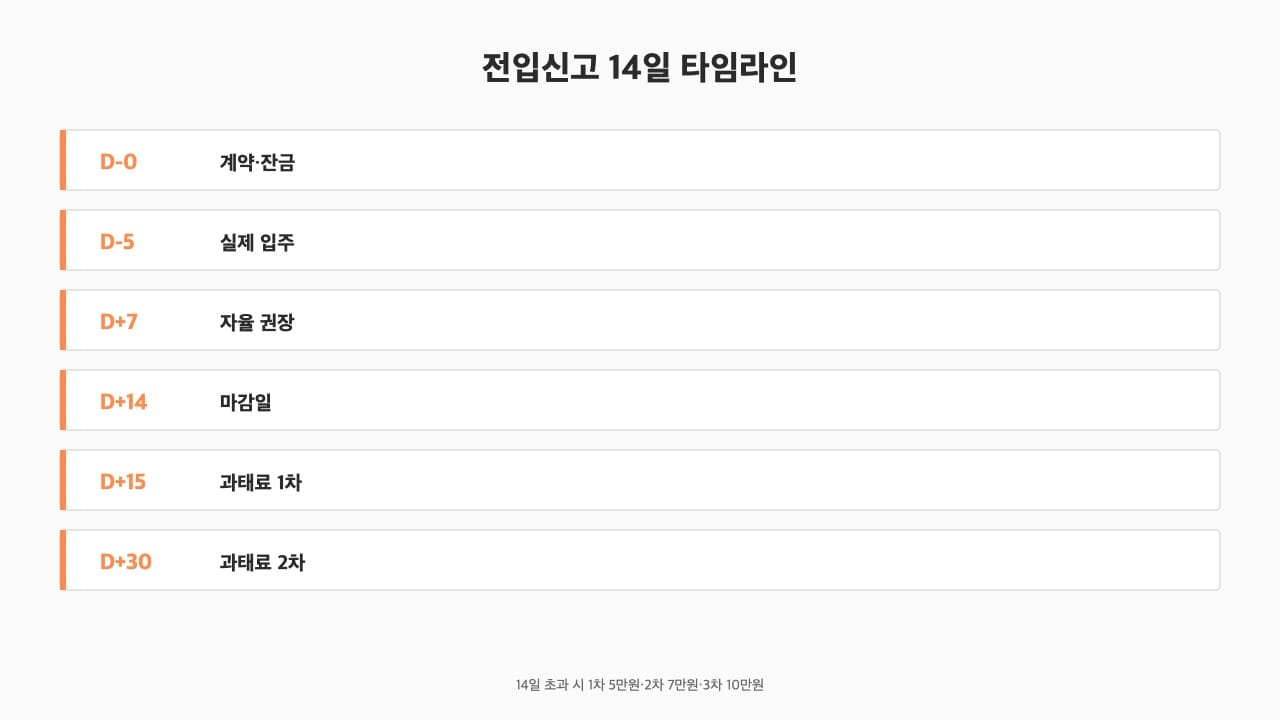 전입신고 14일 타임라인과 과태료 단계