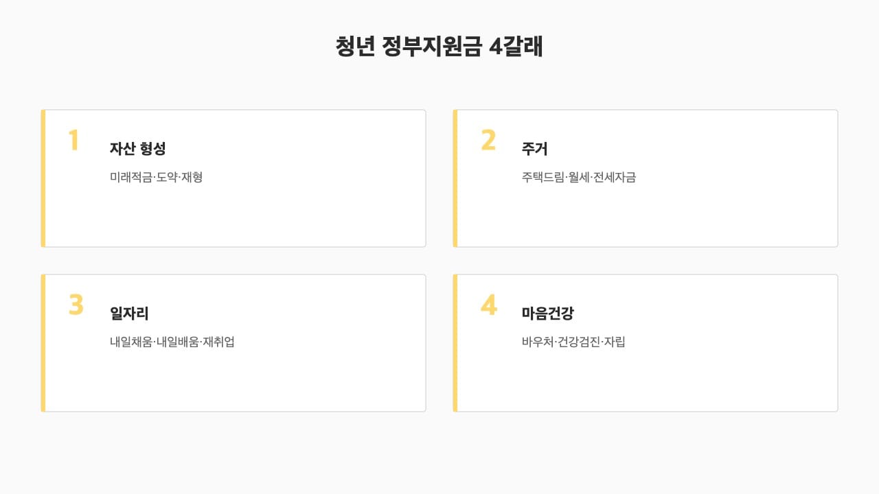 청년 정부지원금 4갈래 매트릭스