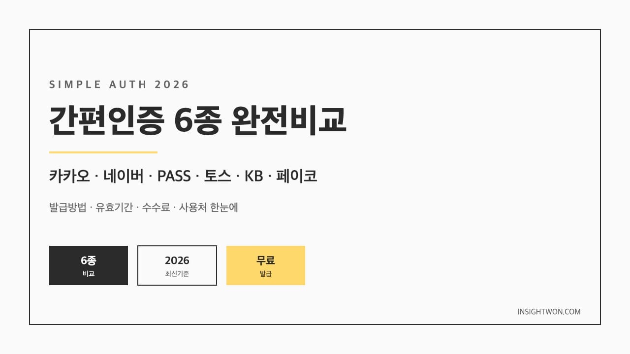간편인증 6종 한눈에 비교