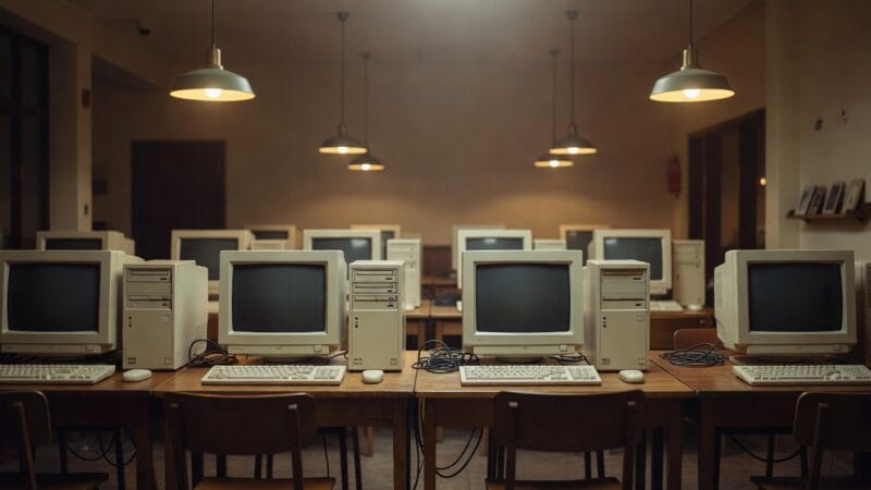 PC방 1997년 첫 등장, CRT 모니터와 베이지 데스크가 줄지어 늘어선 인터넷 카페 향수 분위기