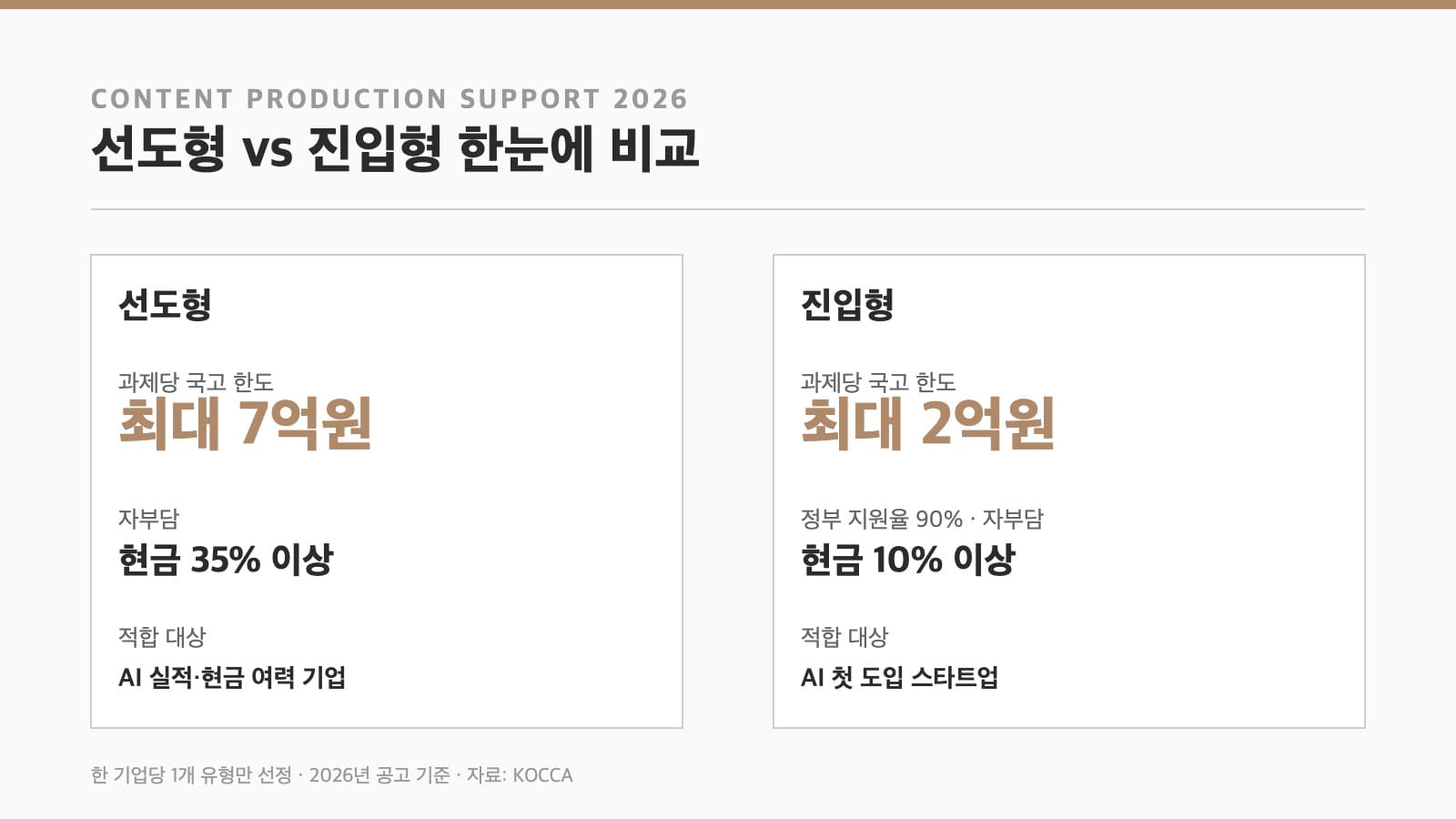 콘텐츠 제작지원 선도형 진입형 비교