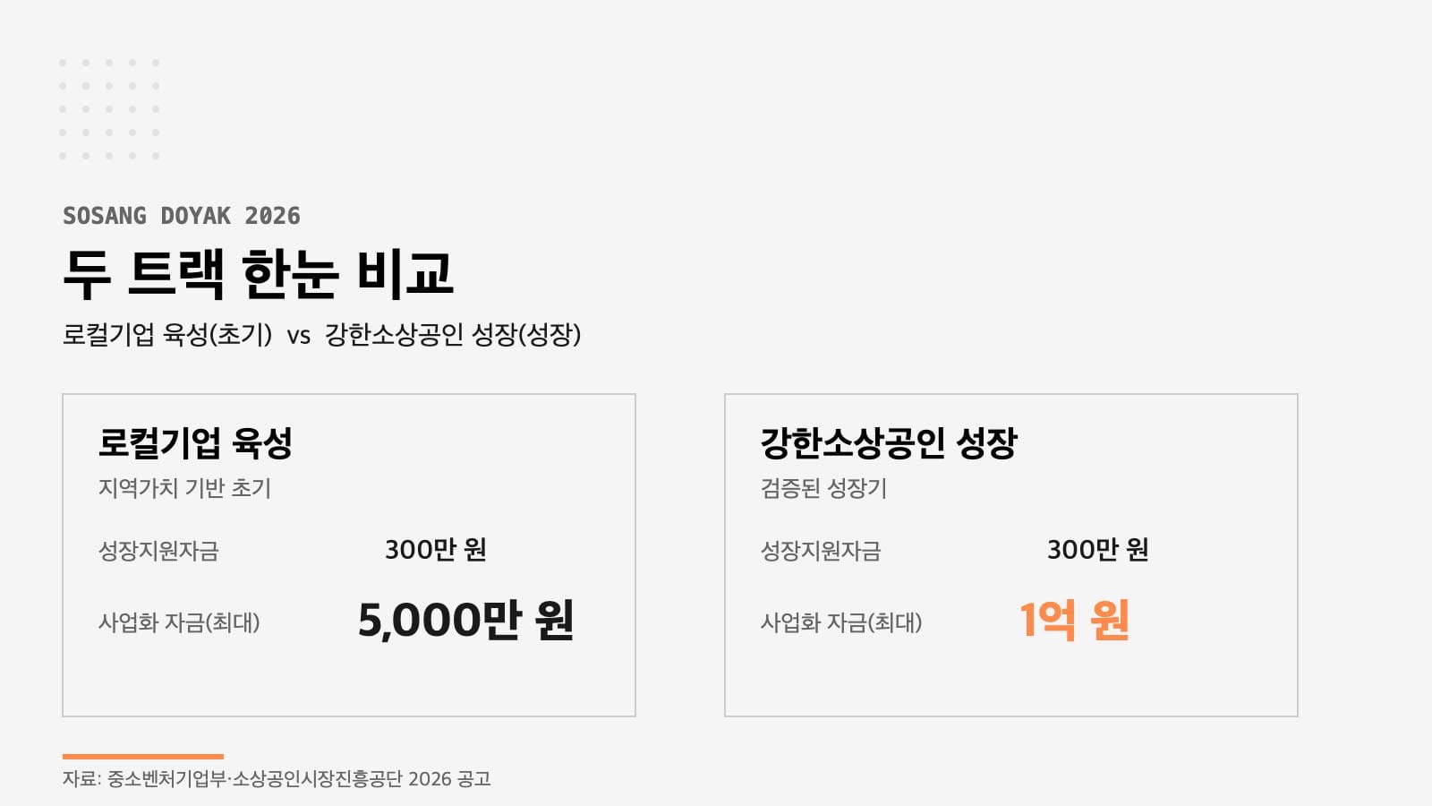 소상공인 도약 지원 사업 두 트랙 비교 인포그래픽