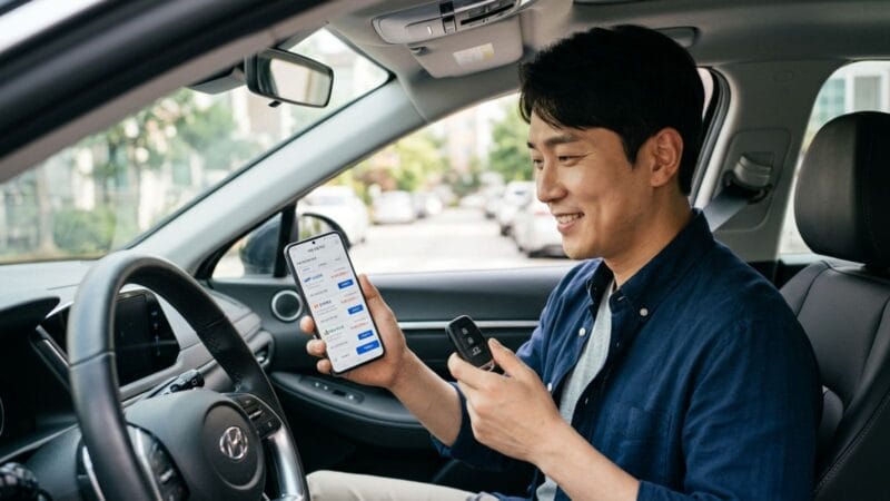 자동차보험 비교를 확인하는 운전자 — 다이렉트·할인특약