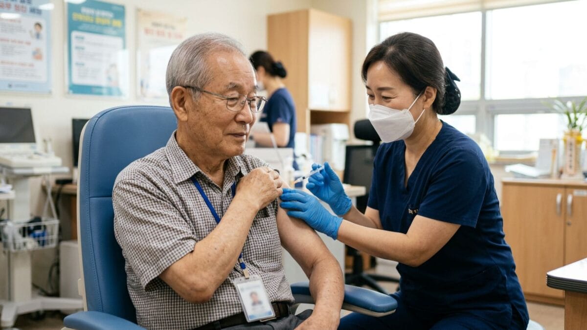독감 예방접종을 받는 어르신 — 인플루엔자 국가예방접종