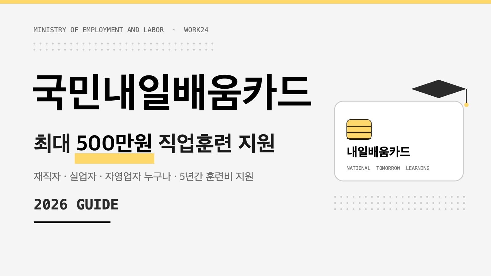 국민내일배움카드 2026 최대 500만원 직업훈련 지원 대표 이미지