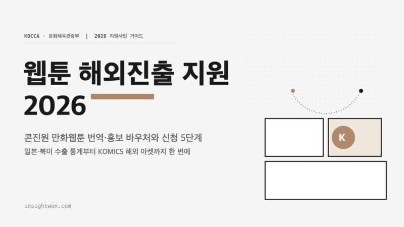 웹툰 해외진출 지원 2026 콘진원 만화웹툰 번역 홍보 바우처 가이드 표지